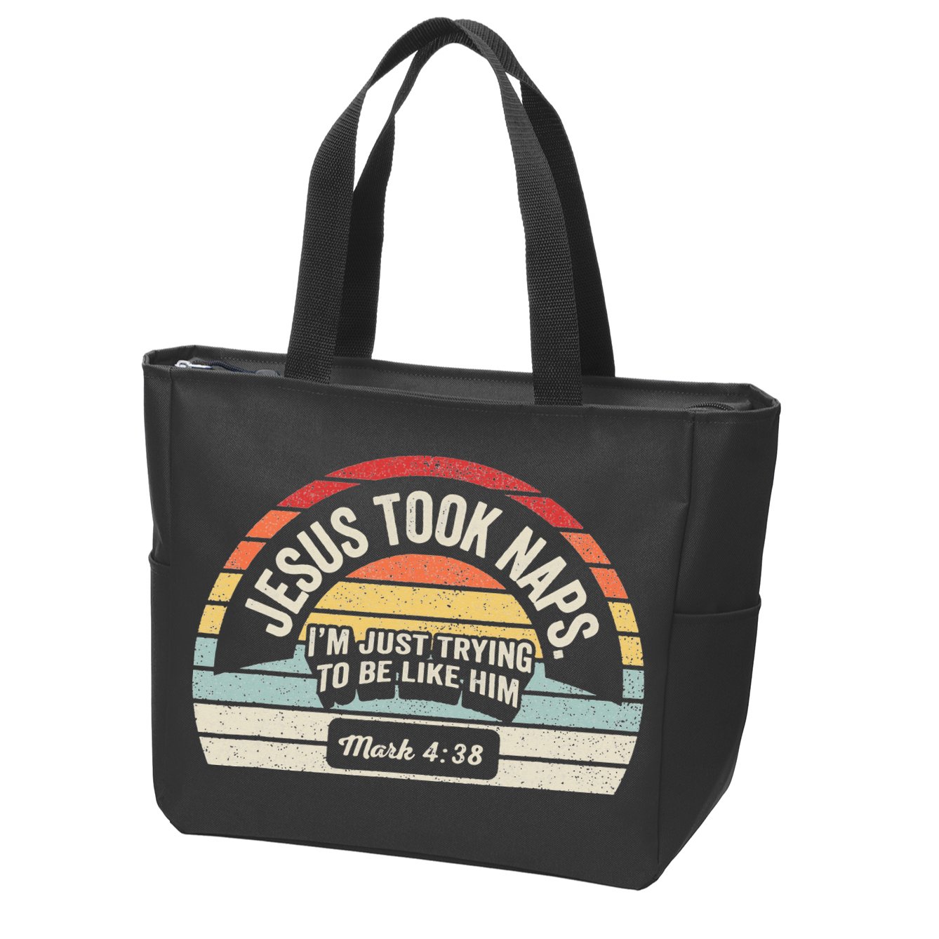 Retro Jesus Took Naps Mark 438 Christian Funny Faith Zip Tote Bag
