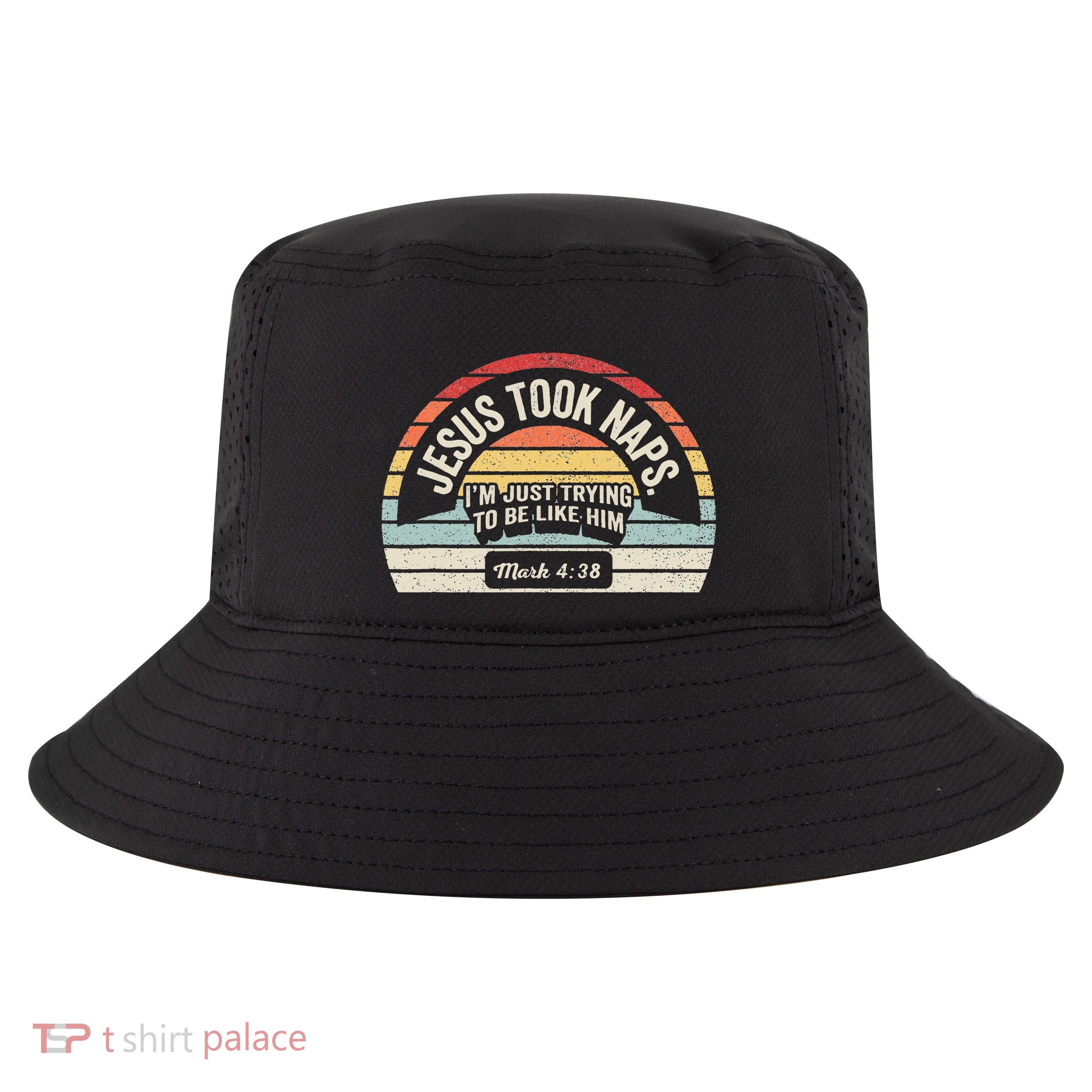 Retro Jesus Took Naps Mark 438 Christian Funny Faith Cool Comfort Performance Bucket Hat