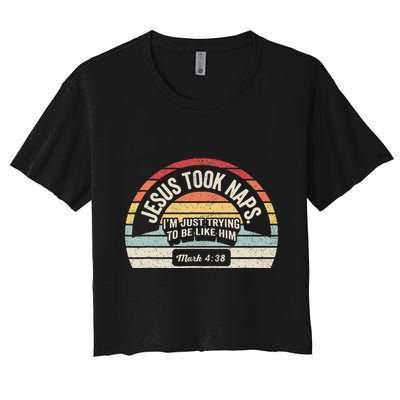 Retro Jesus Took Naps Mark 438 Christian Funny Faith Crop Top