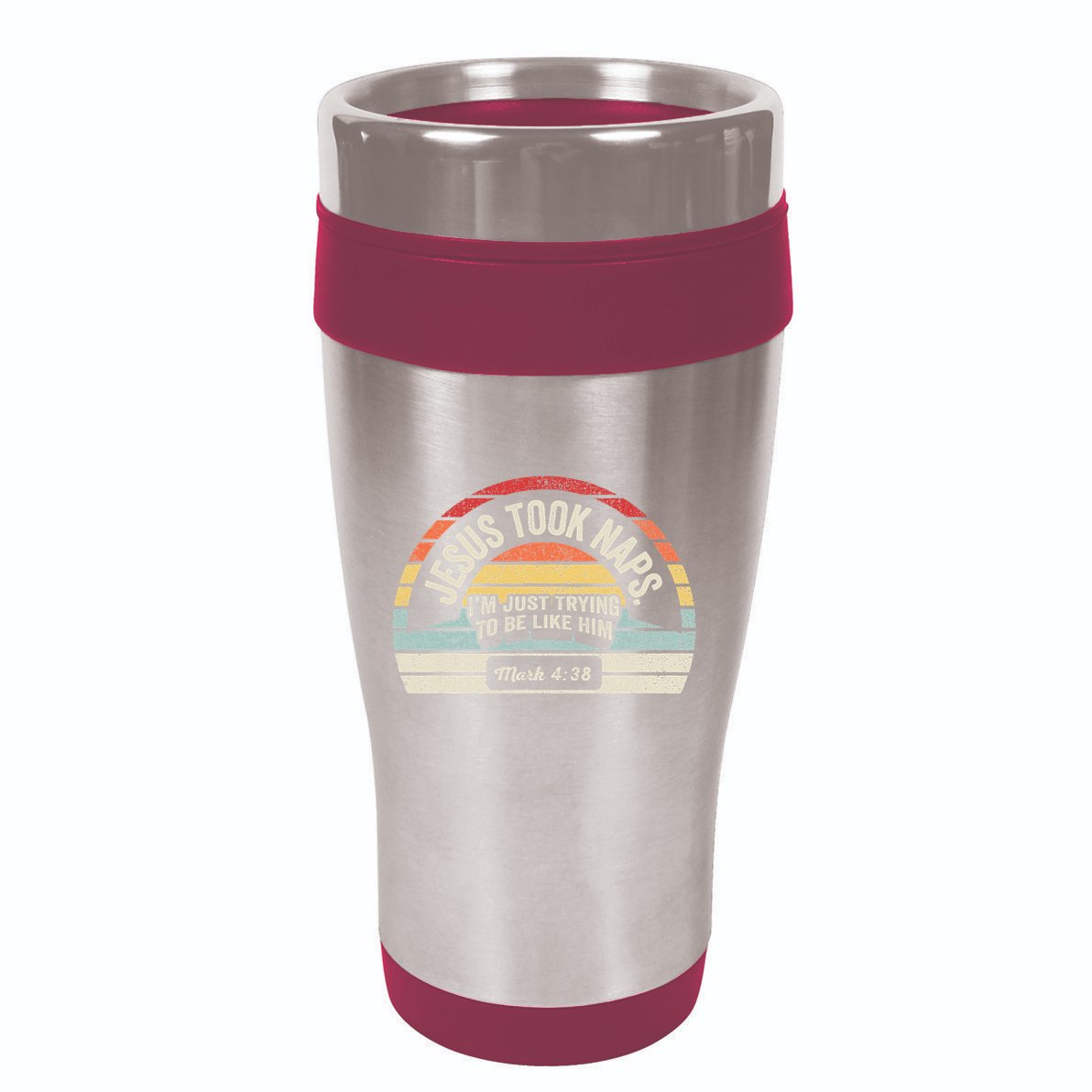 Retro Jesus Took Naps Mark 438 Christian Funny Faith 16oz Travel Tumbler