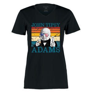 Retro John Tipsy Adams President John Quincy Adams July 4th Women's Momentum V-Neck T-Shirt