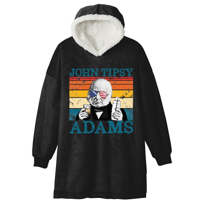 Retro John Tipsy Adams President John Quincy Adams July 4th Hooded Wearable Blanket