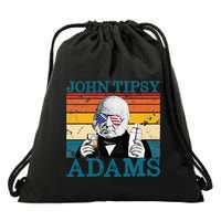 Retro John Tipsy Adams President John Quincy Adams July 4th Drawstring Bag