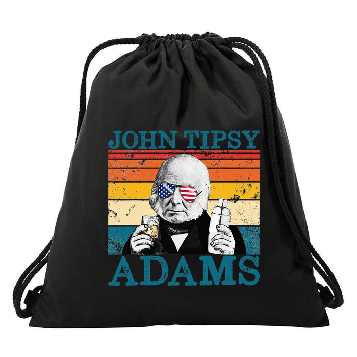 Retro John Tipsy Adams President John Quincy Adams July 4th Drawstring Bag