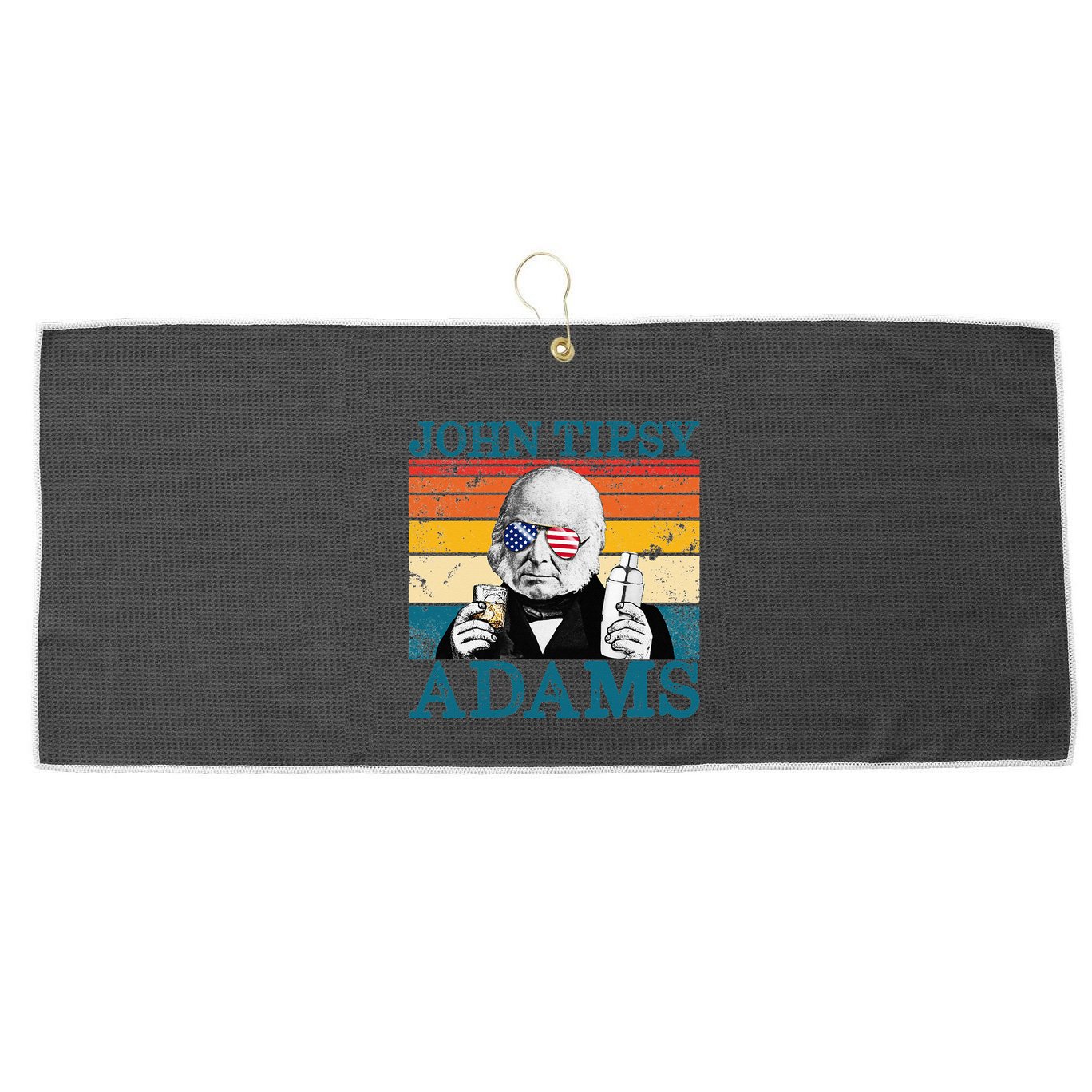 Retro John Tipsy Adams President John Quincy Adams July 4th Large Microfiber Waffle Golf Towel