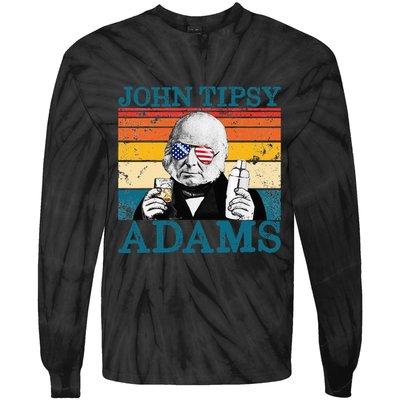 Retro John Tipsy Adams President John Quincy Adams July 4th Tie-Dye Long Sleeve Shirt