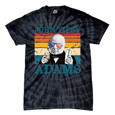 Retro John Tipsy Adams President John Quincy Adams July 4th Tie-Dye T-Shirt