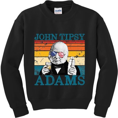 Retro John Tipsy Adams President John Quincy Adams July 4th Kids Sweatshirt