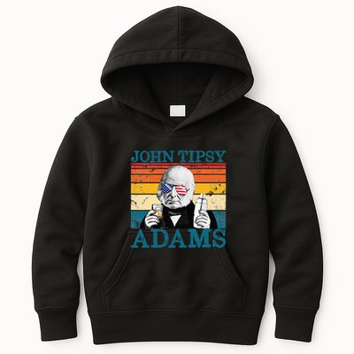Retro John Tipsy Adams President John Quincy Adams July 4th Kids Hoodie