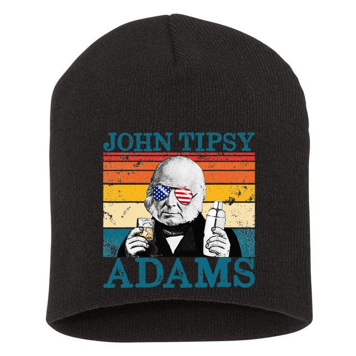Retro John Tipsy Adams President John Quincy Adams July 4th Short Acrylic Beanie