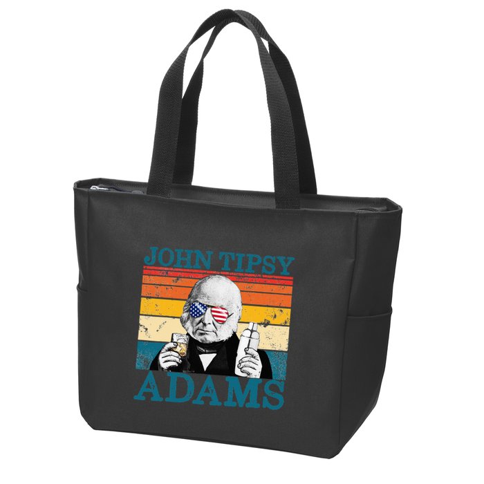 Retro John Tipsy Adams President John Quincy Adams July 4th Zip Tote Bag