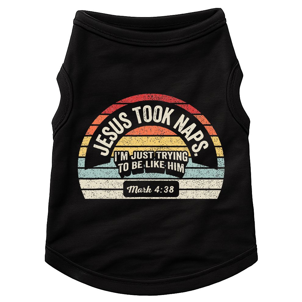 Retro Jesus Took Naps Mark 438 Christian Funny Faith Doggie Tank