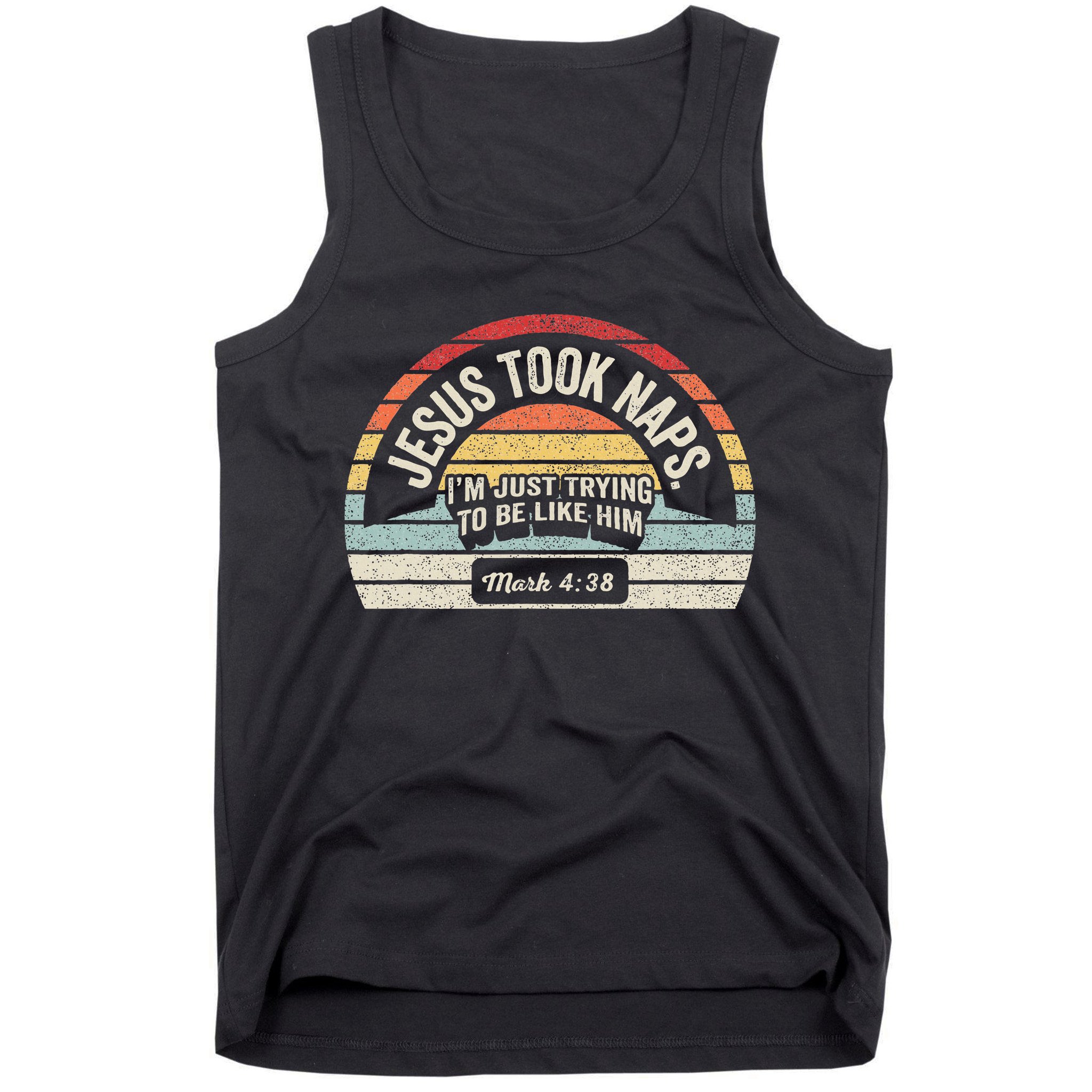 Retro Jesus Took Naps Mark 438 Christian Funny Faith Tank Top