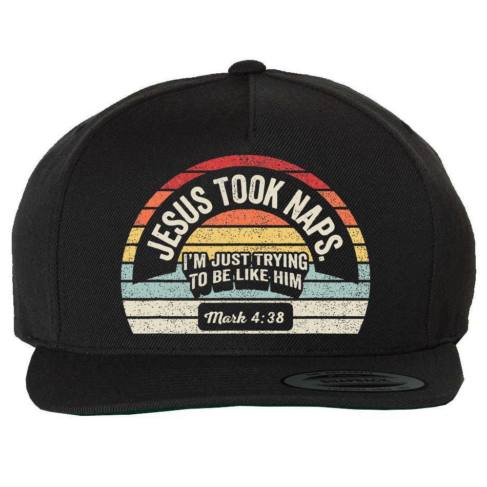 Retro Jesus Took Naps Mark 438 Christian Funny Faith Wool Snapback Cap