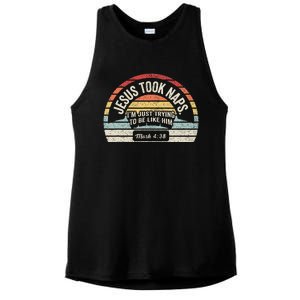 Retro Jesus Took Naps Mark 438 Christian Funny Faith Ladies PosiCharge Tri-Blend Wicking Tank