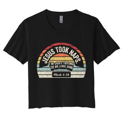 Retro Jesus Took Naps Mark 438 Christian Funny Faith Crop Top