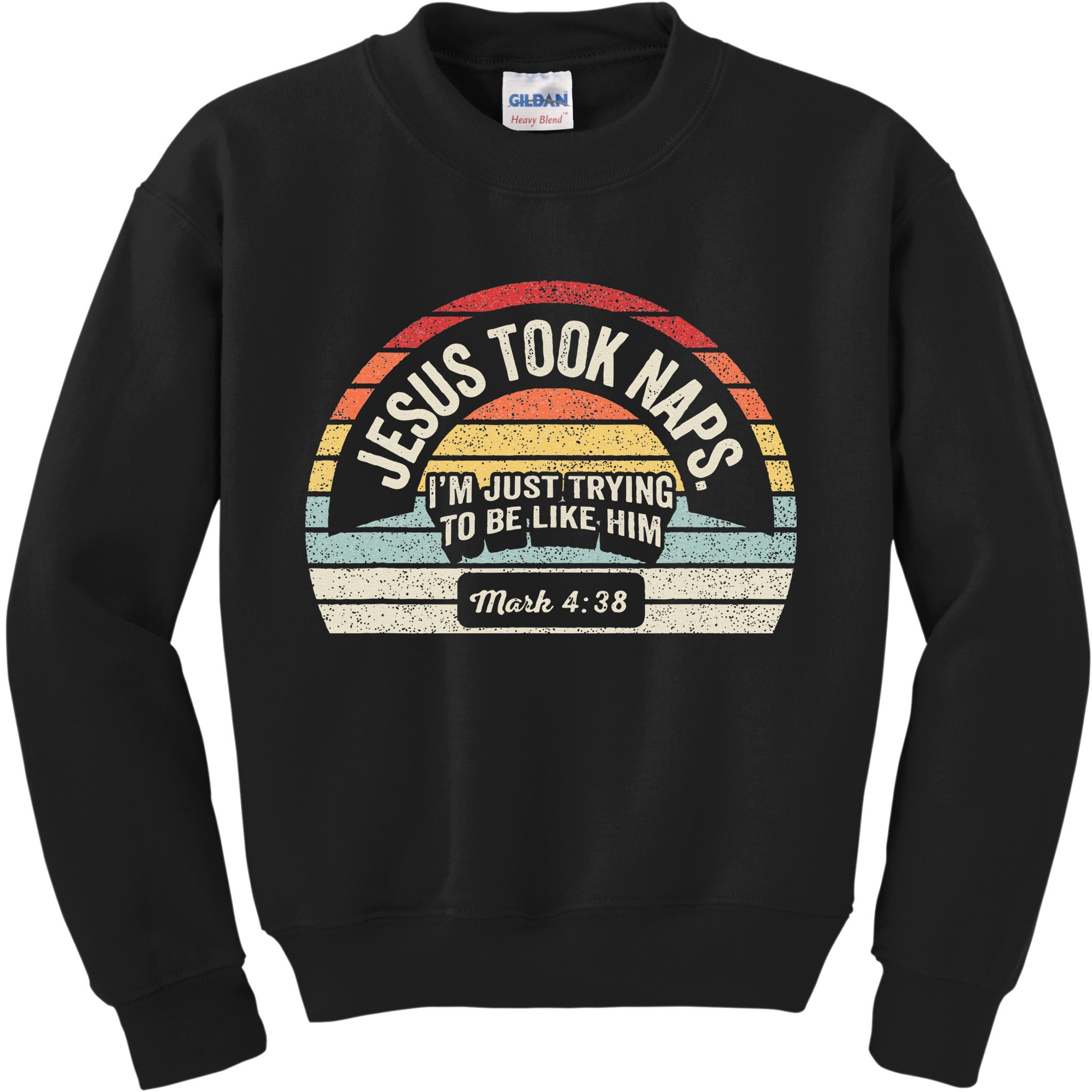 Retro Jesus Took Naps Mark 438 Christian Funny Faith Kids Sweatshirt