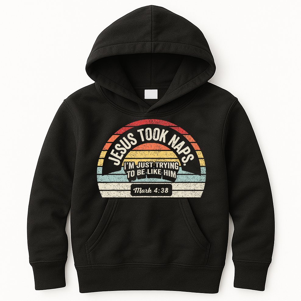 Retro Jesus Took Naps Mark 438 Christian Funny Faith Kids Hoodie