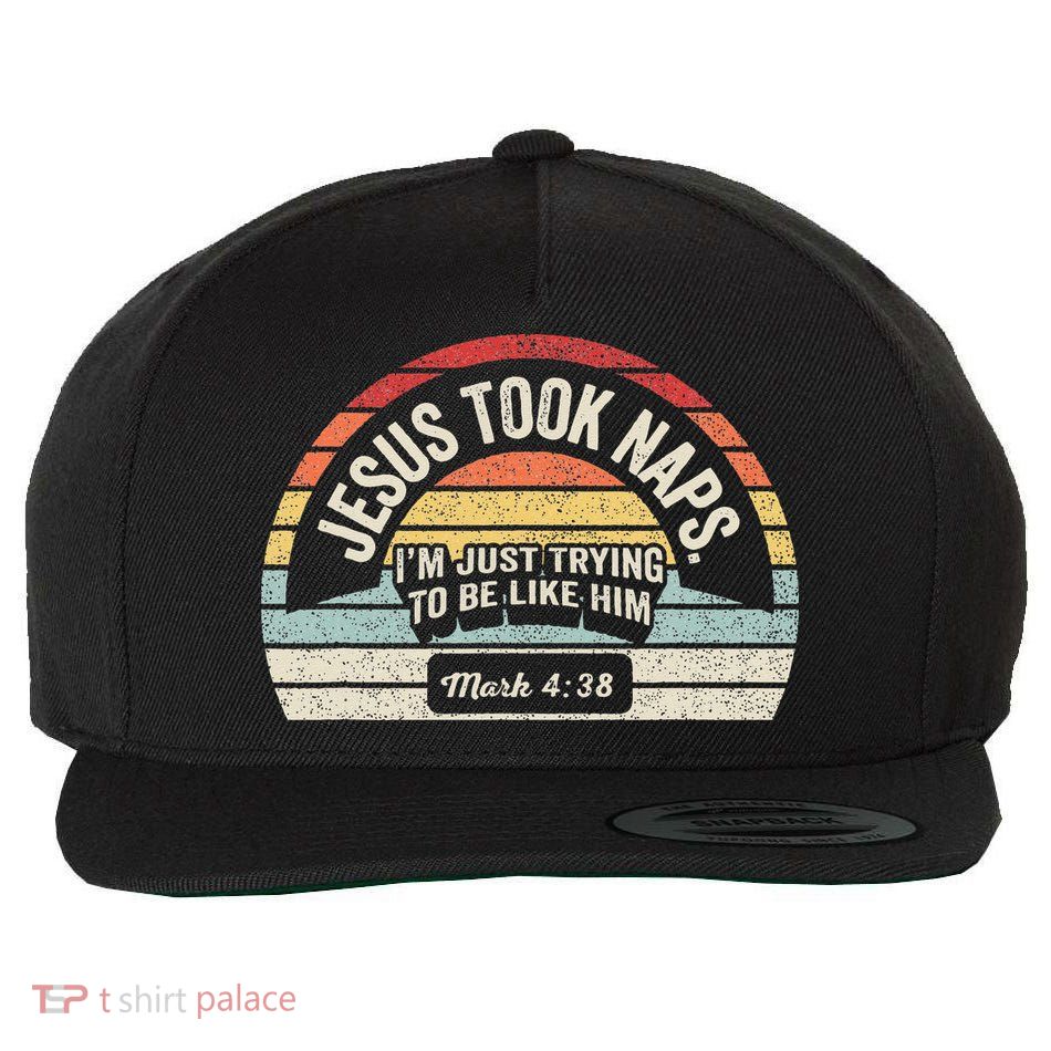 Retro Jesus Took Naps Mark 438 Christian Funny Faith Wool Snapback Cap