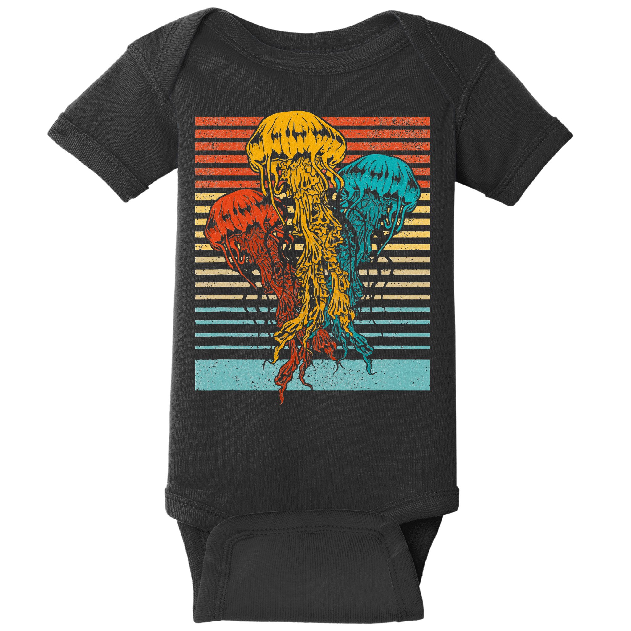 Retro Jellyfish – Vintage Scuba Diving Ocean Animal Baby Bodysuit