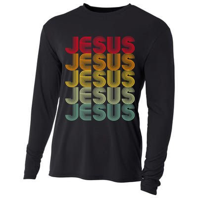 Retro Jesus Vintage Christian Faith Cooling Performance Long Sleeve Crew