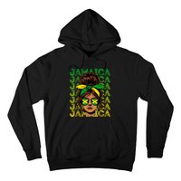 Retro Jamaica Women Messy Bun Jamaican Women Flag Hoodie