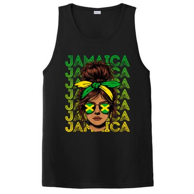 Retro Jamaica Women Messy Bun Jamaican Women Flag PosiCharge Competitor Tank