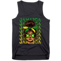 Retro Jamaica Women Messy Bun Jamaican Women Flag Tank Top