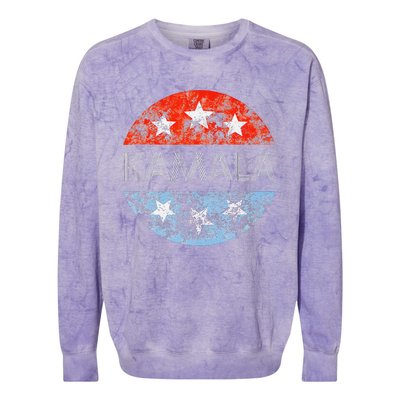 Retro Kamala 2024 Red White And Blue Vintage Button Colorblast Crewneck Sweatshirt