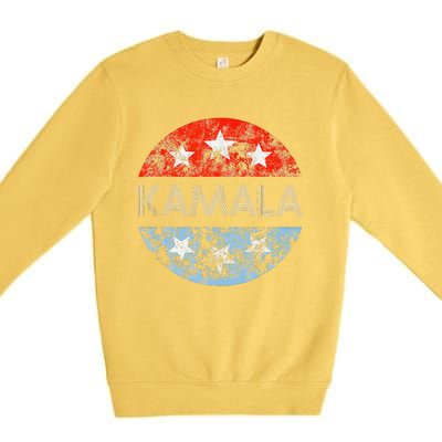 Retro Kamala 2024 Red White And Blue Vintage Button Premium Crewneck Sweatshirt