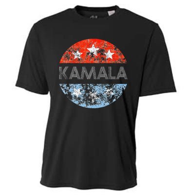 Retro Kamala 2024 Red White And Blue Vintage Button Cooling Performance Crew T-Shirt