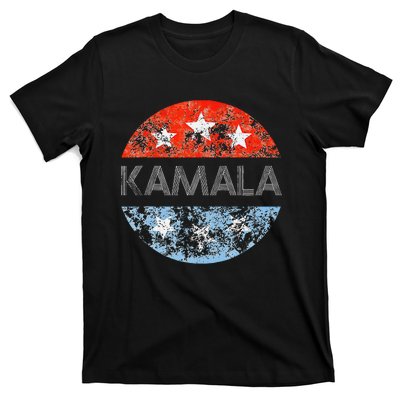 Retro Kamala 2024 Red White And Blue Vintage Button T-Shirt