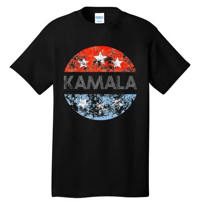 Retro Kamala 2024 Red White And Blue Vintage Button Tall T-Shirt