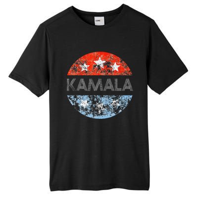 Retro Kamala 2024 Red White And Blue Vintage Button Tall Fusion ChromaSoft Performance T-Shirt