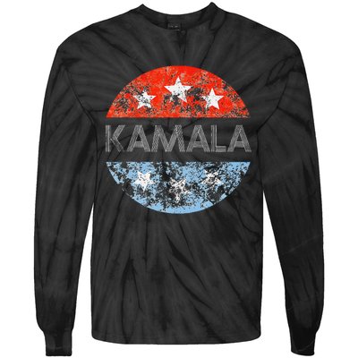 Retro Kamala 2024 Red White And Blue Vintage Button Tie-Dye Long Sleeve Shirt