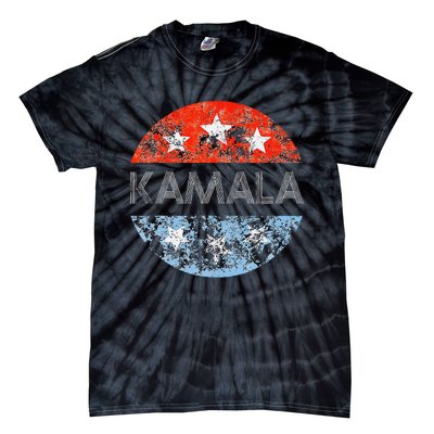 Retro Kamala 2024 Red White And Blue Vintage Button Tie-Dye T-Shirt