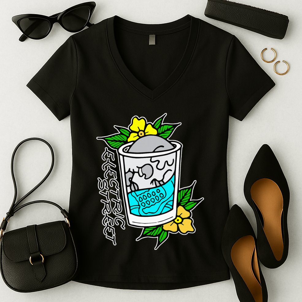 Refresh Kills American Traditional Tattoo Women's V-Neck T-Shirt