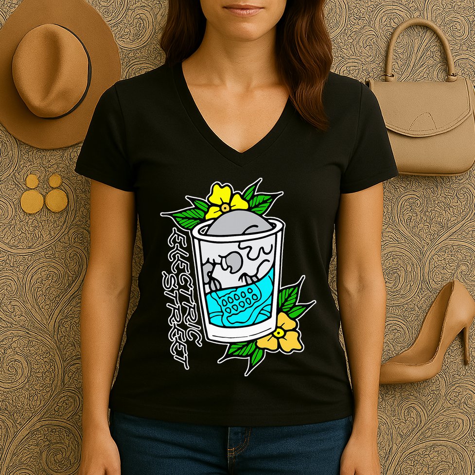 Refresh Kills American Traditional Tattoo Women's V-Neck T-Shirt