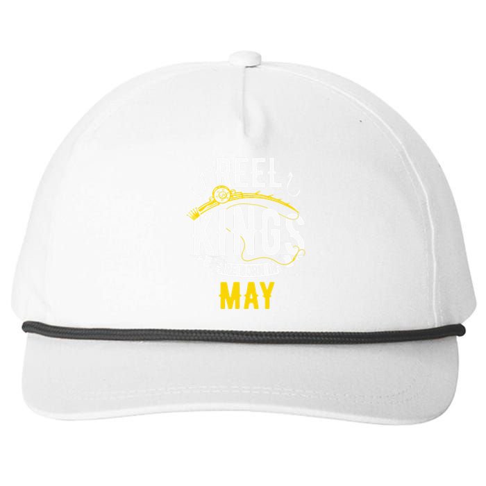 Reel Kings Are Born In May Fishing Birthday Snapback Five-Panel Rope Hat