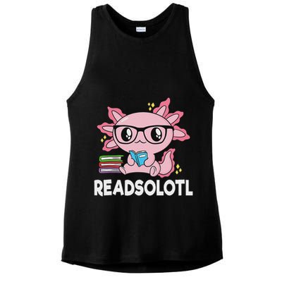 Readsolotl Kawaii Axolotl Book Lover Funny Reading Ladies PosiCharge Tri-Blend Wicking Tank