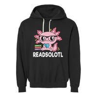 Readsolotl Kawaii Axolotl Book Lover Funny Reading Garment-Dyed Fleece Hoodie