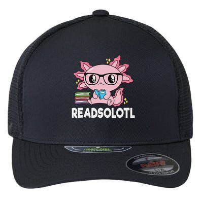 Readsolotl Kawaii Axolotl Book Lover Funny Reading Flexfit Unipanel Trucker Cap