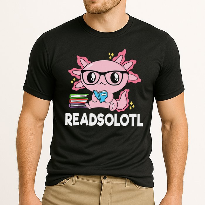 Readsolotl Kawaii Axolotl Book Lover Funny Reading Performance Shirt