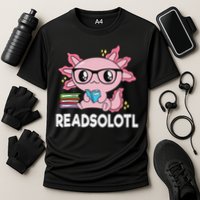 Readsolotl Kawaii Axolotl Book Lover Funny Reading Performance Shirt