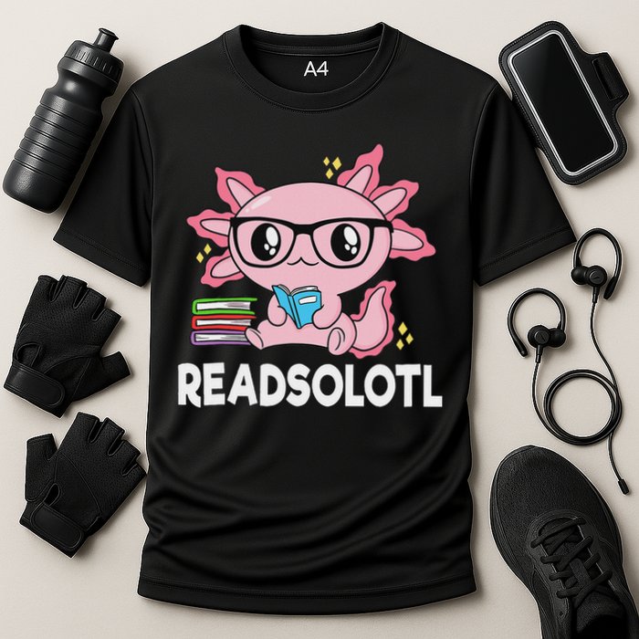 Readsolotl Kawaii Axolotl Book Lover Funny Reading Performance Shirt