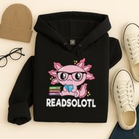Readsolotl Kawaii Axolotl Book Lover Funny Reading Hoodie