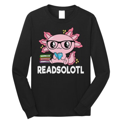Readsolotl Kawaii Axolotl Book Lover Funny Reading Long Sleeve Shirt
