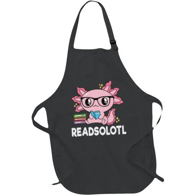 Readsolotl Kawaii Axolotl Book Lover Funny Reading Full-Length Apron With Pockets
