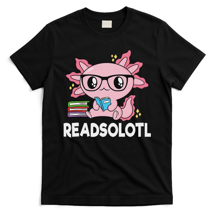 Readsolotl Kawaii Axolotl Book Lover Funny Reading T-Shirt
