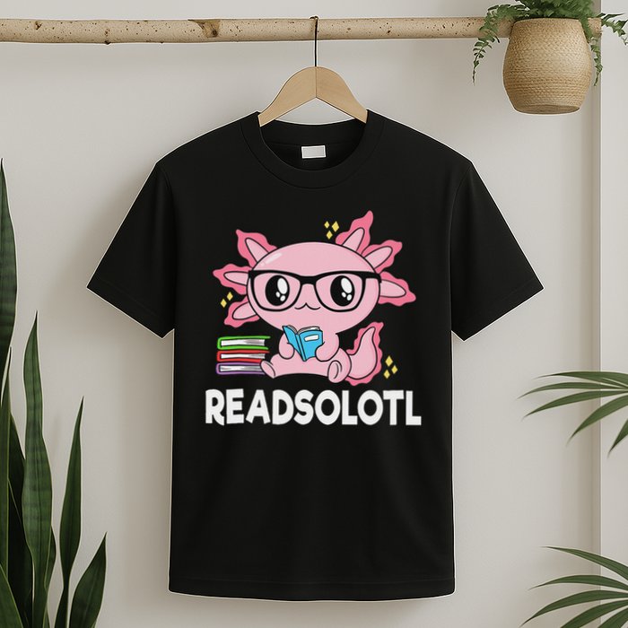 Readsolotl Kawaii Axolotl Book Lover Funny Reading T-Shirt